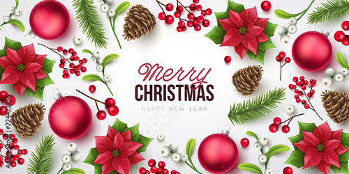 Merry Christmas background. Vector illustration with Christmas elements.