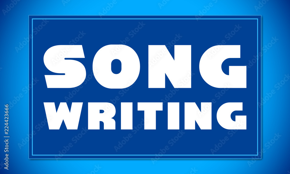 Song Writing - clear white text written on blue card on blue background Song Writing - clear white text written on blue card on blue background