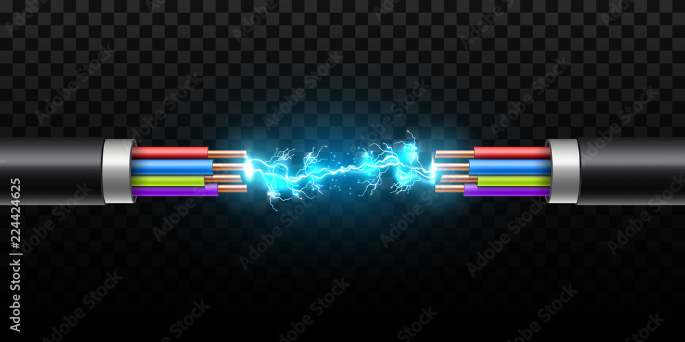 Creative vector illustration of electric glowing lightning between