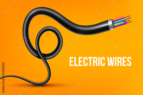 Creative vector illustration of flexible electric copper wires, network curved power cable isolated on transparent background. Art design electronics and connection. Abstract concept graphic element
