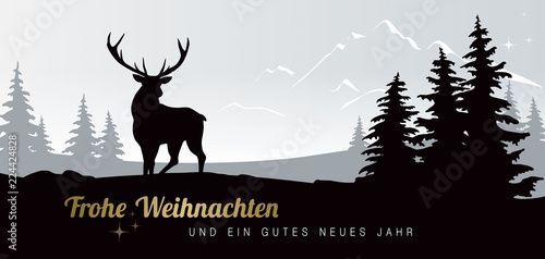 WEIHNACHTLICHE LANDSCHAFT MIT RENTIER