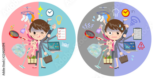 Gray suit business women Bad condition_mulch task switch