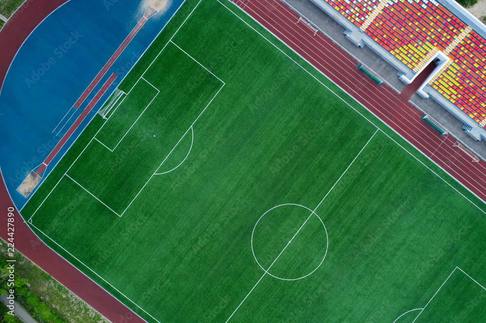 Fototapeta premium Top aerial view of an opened stadium