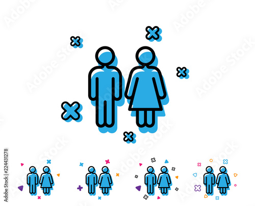 Restroom line icon. WC toilet sign. Public lavatory symbol. Line icon with geometric elements. Bright colourful design. Vector