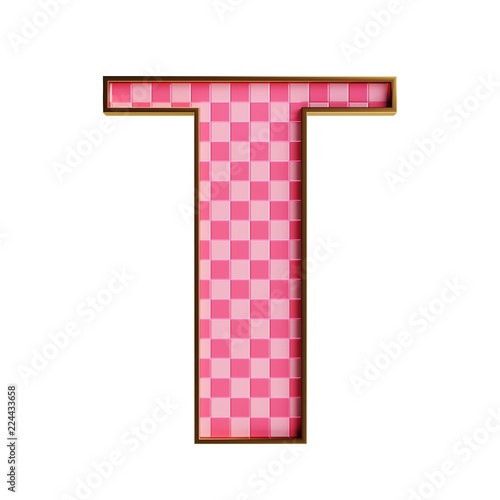 Plastic isolated pink alphabet and numbers cheker 3d illustration