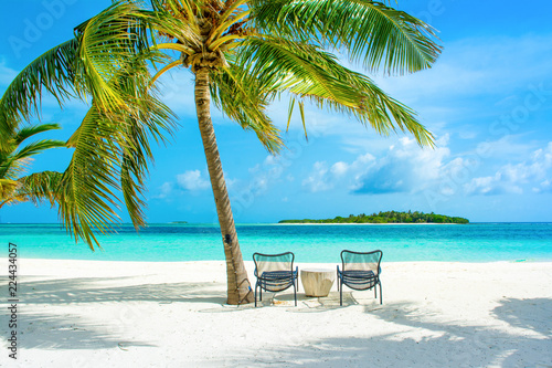 Beautiful sandy beach in Indian ocean  Maldives island
