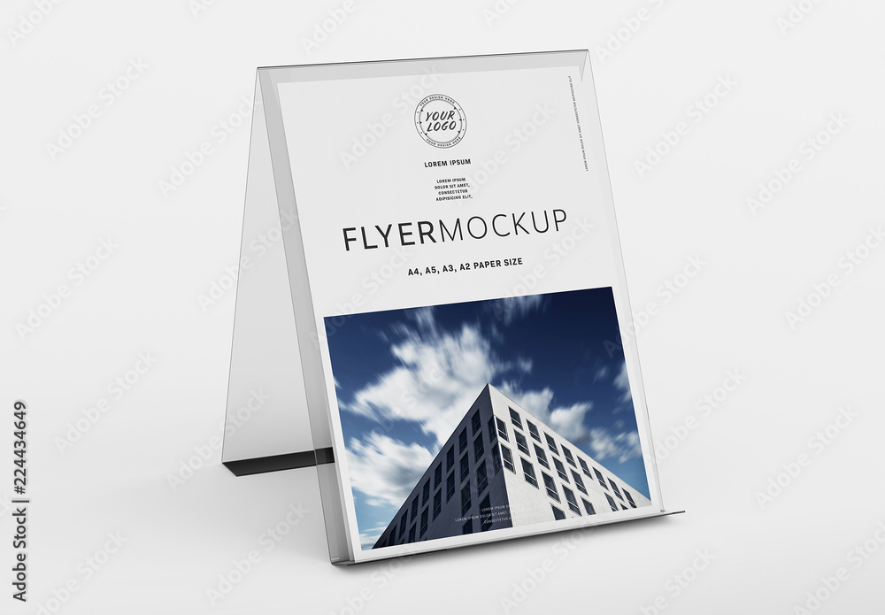 Brochure Display Stand on White Mockup Stock Template Adobe Stock