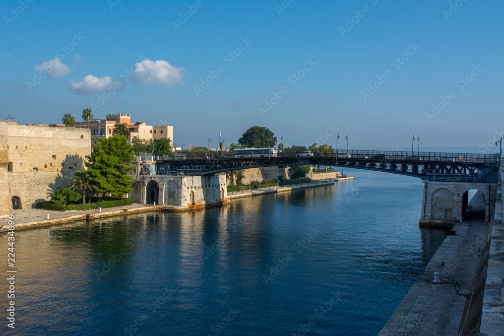 Taranto Swing Bridge on the Canal Boat Separing the Little and the Big Sea