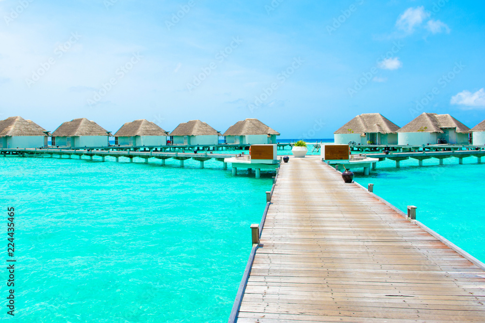 Overwater bungalow in the Indian Ocean