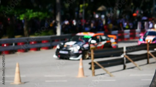 Wallpaper Mural blurred footage of sedan car racing in racetrack with guard rail accident protection Torontodigital.ca