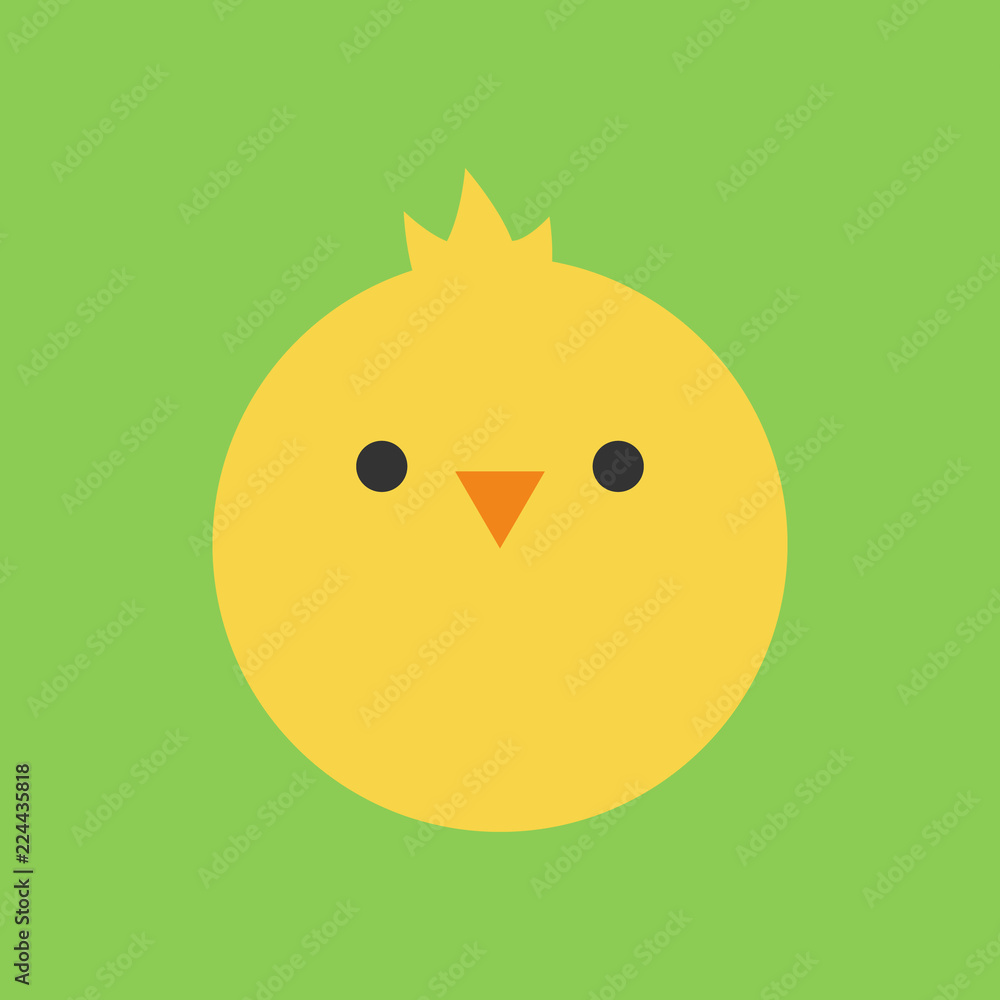 Cute chicken round vector graphic icon. Yellow chicken bird animal head,  face illustration. Isolated on green background. Stock Vector | Adobe Stock