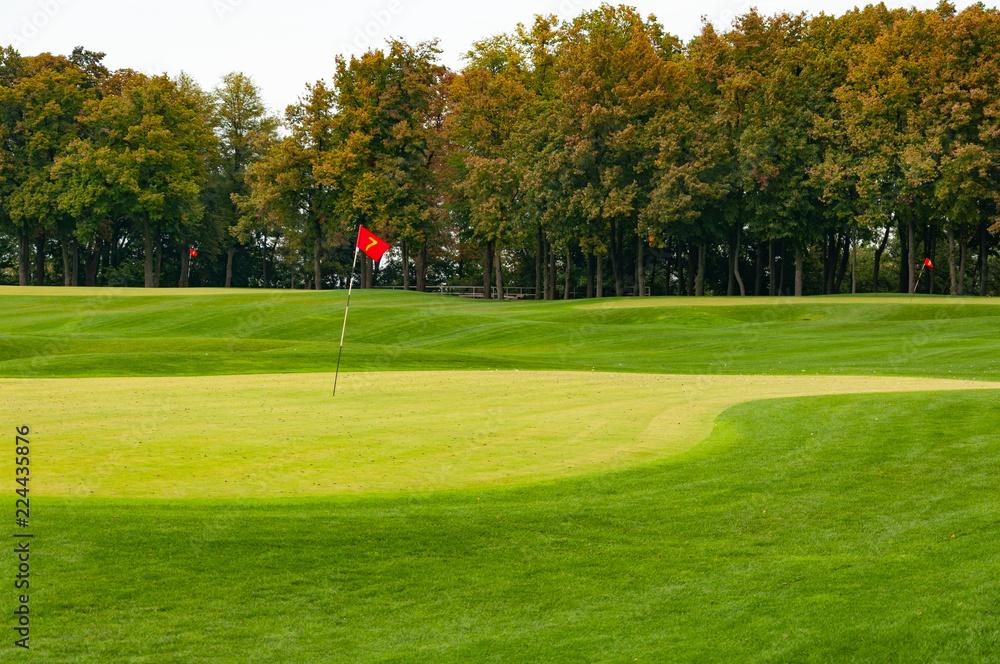 Fototapeta premium Golf course with green grass