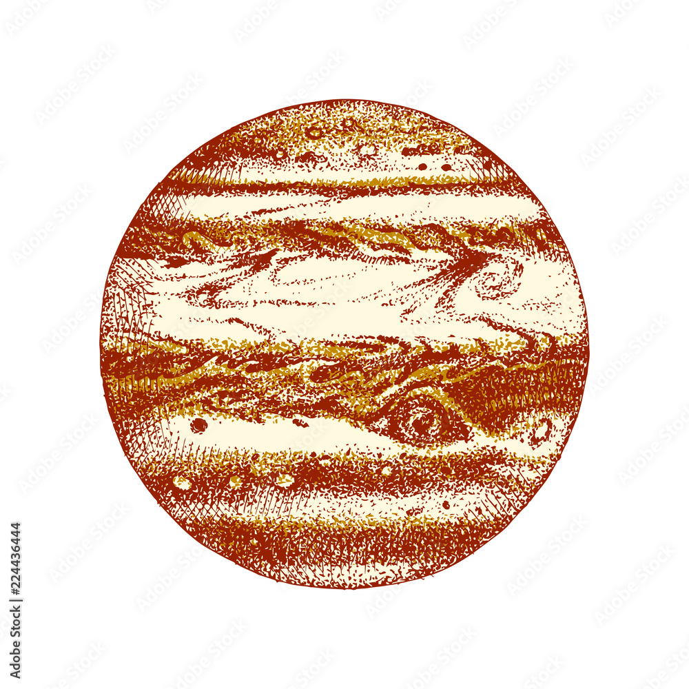 Naklejka premium Hand drawn planet Jupiter