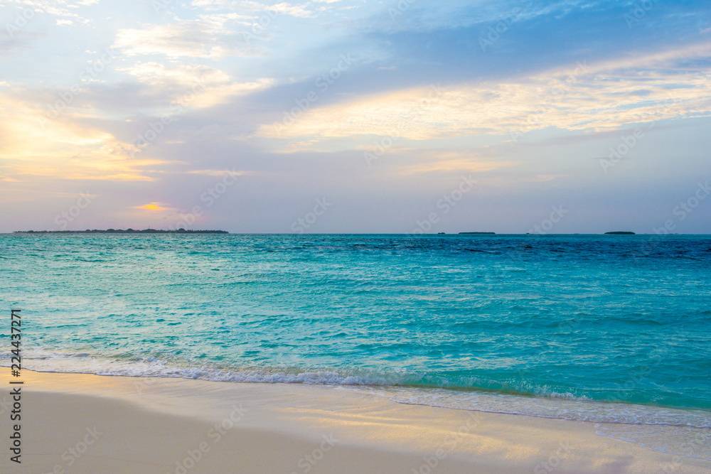 Landscape of beautiful sunset in Maldives