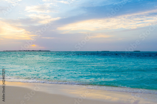 Landscape of beautiful sunset in Maldives