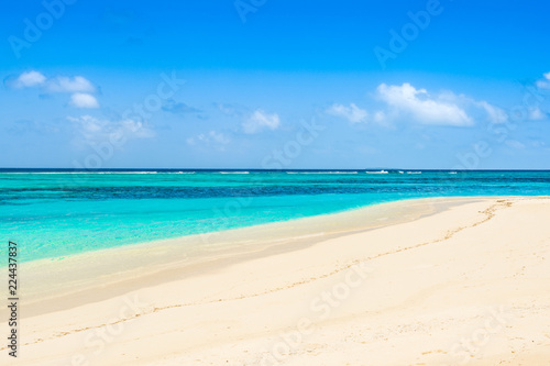 Beautiful landscape of clear turquoise Indian ocean  Maldives islands