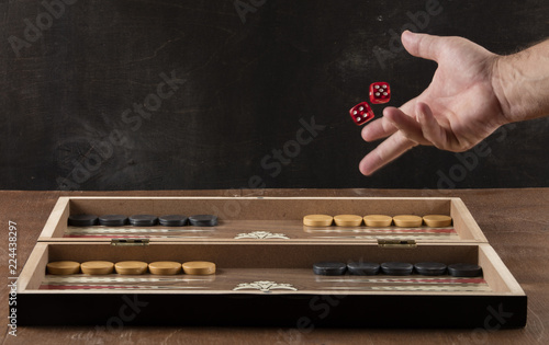 Fotografia, Obraz backgammon game with two dice