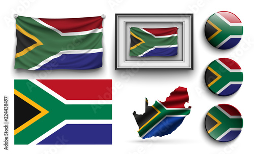 set of south africa flags collection isolated
