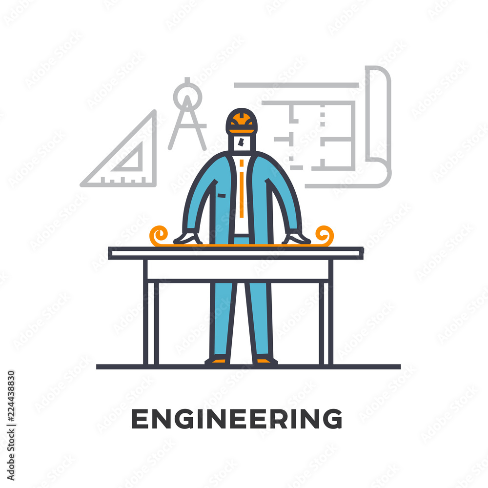 Builder drawing a building plan Builder drawing a building plan