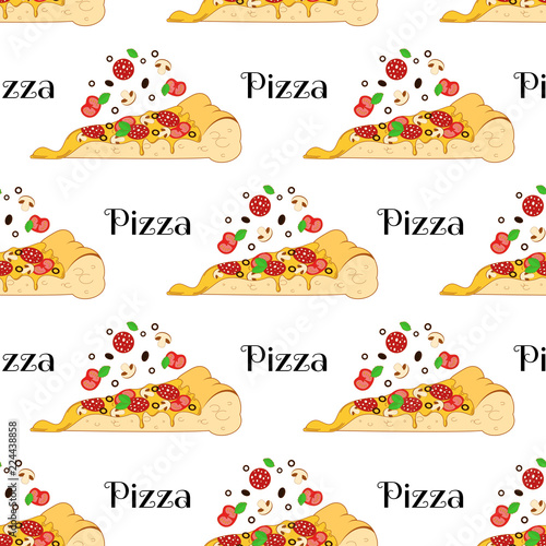 Pizza with falling products pattern