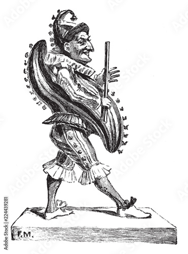 Punch (Puppet Character) is a traditional, vintage engraving.