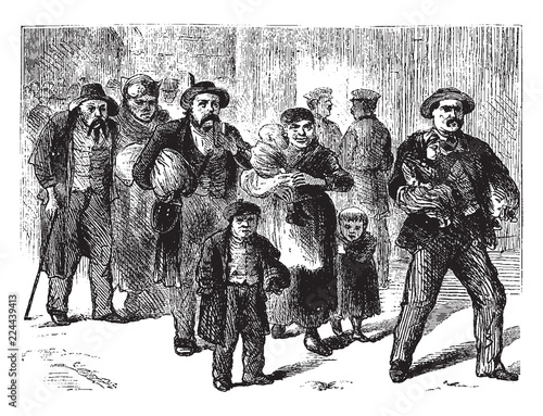 Group of Immigrants, vintage illustration