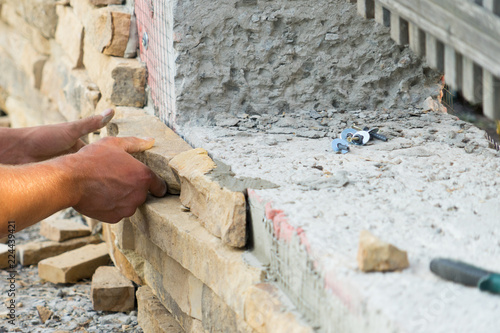 Wall cladding with natural stone. Place for your text.