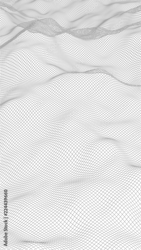 Abstract landscape on a white background. Cyberspace grid. Hi-tech network. 3d technology illustration Abstract landscape on a white background. Cyberspace grid. Hi-tech network. 3d technology illustration
