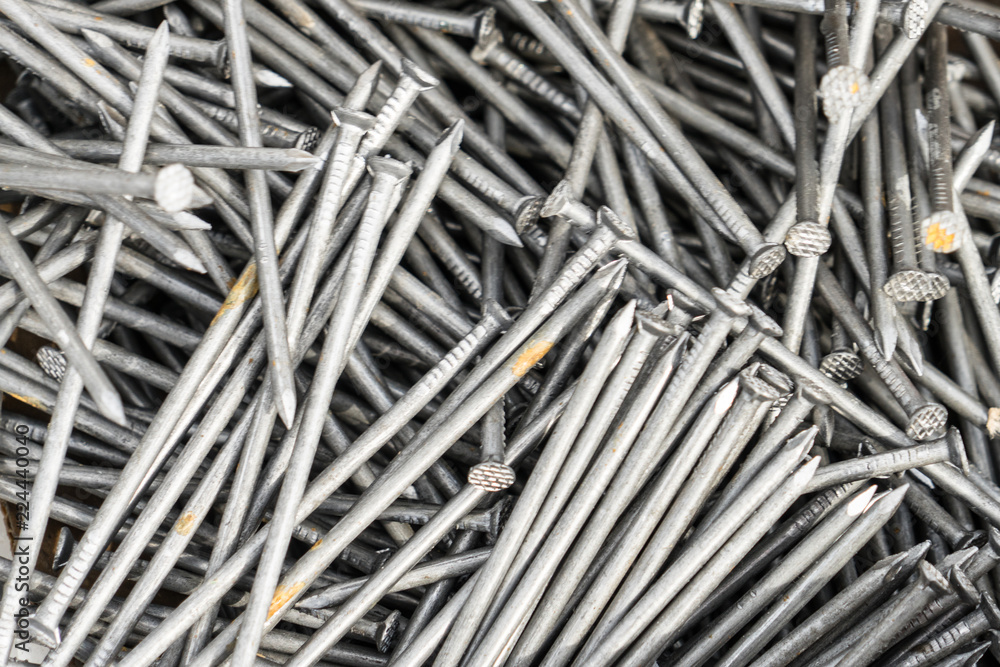 Construction nails. Background. Place for your text.