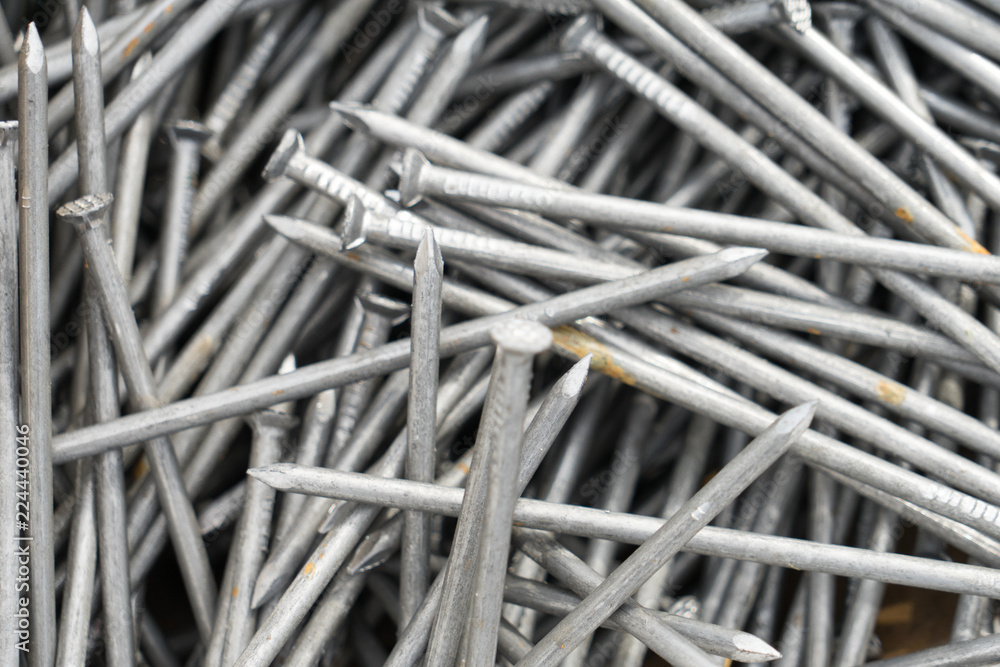 Construction nails. Background. Place for your text. Construction nails. Background. Place for your text.