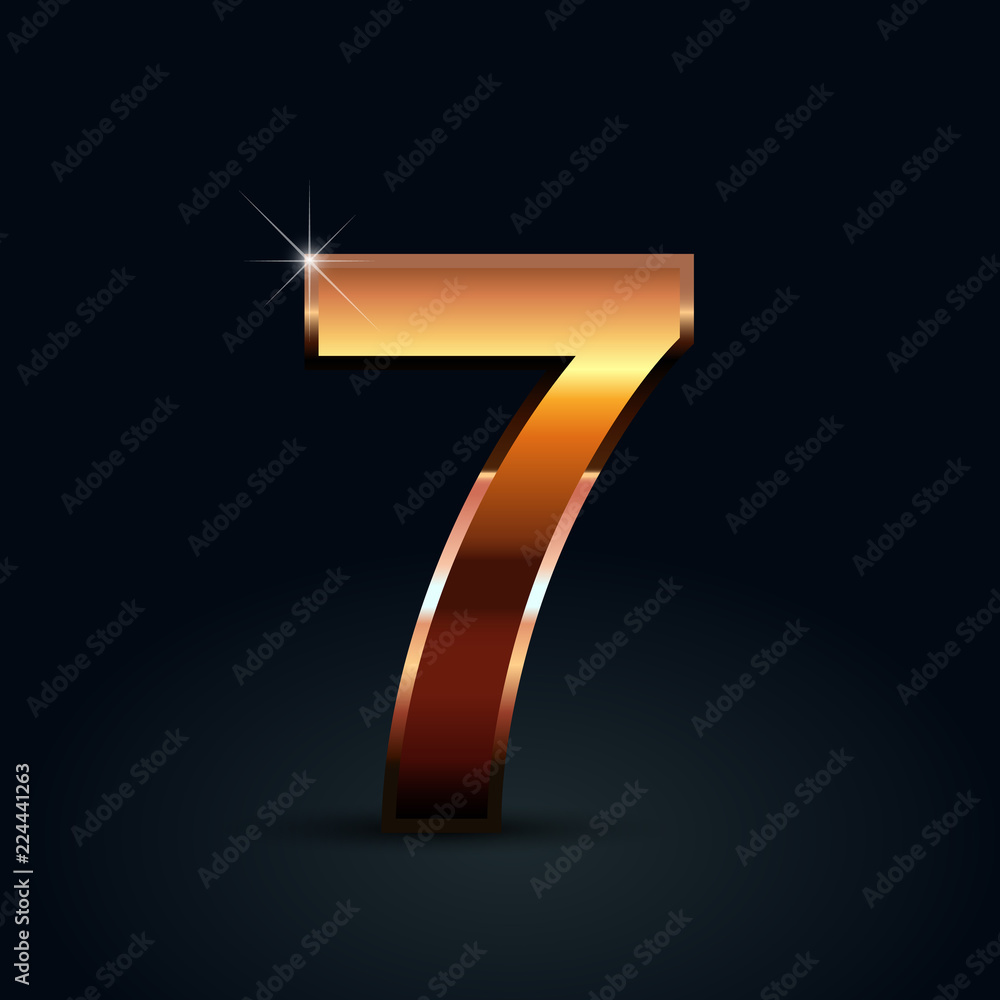 Bronze vector number 7 isolated on black background Bronze vector number 7 isolated on black background