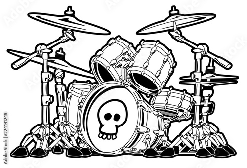 Rock Drum Set Cartoon Vector Illustration