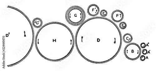Sectional View of a Carder, vintage illustration.
