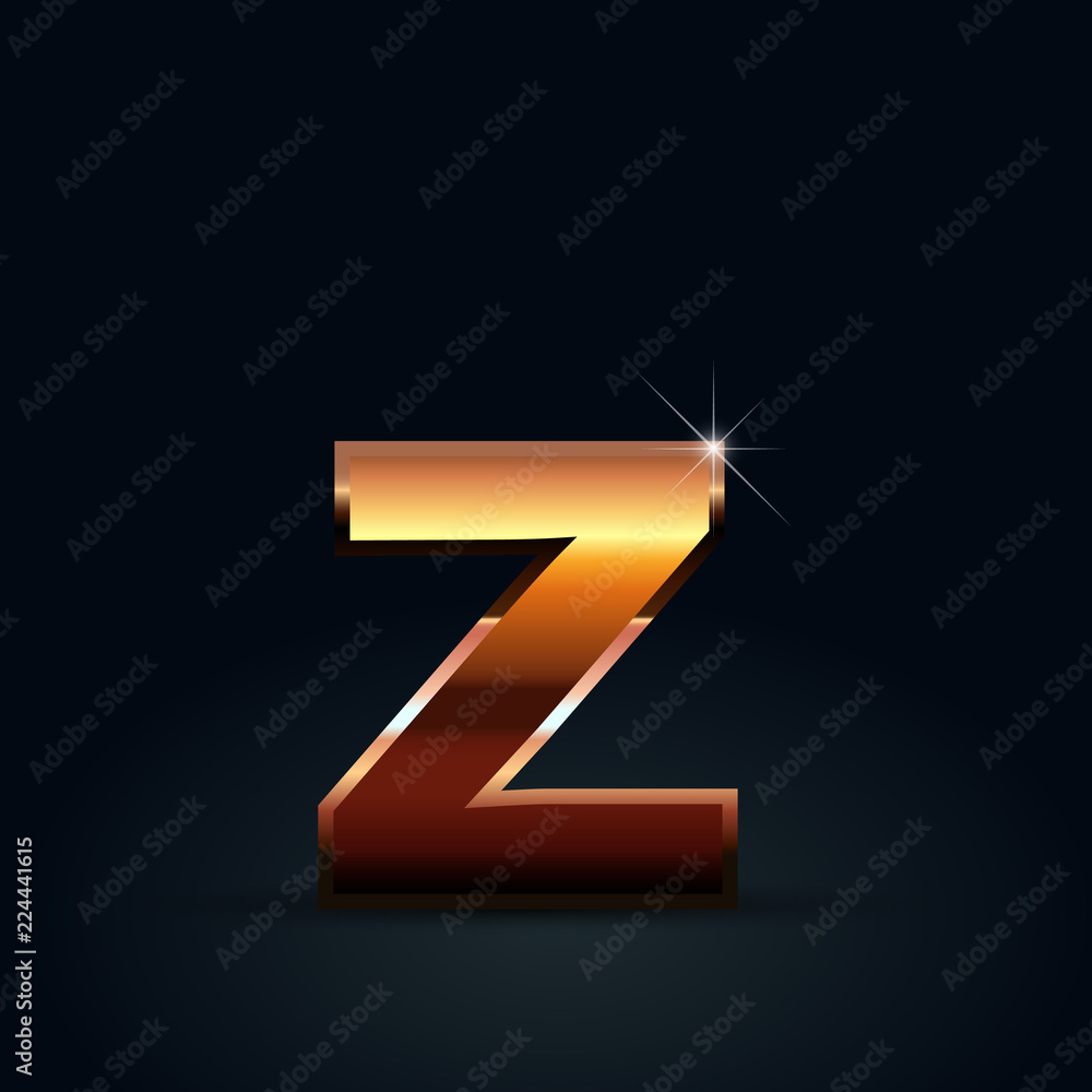 Bronze vector letter Z lowercase isolated on black background Bronze vector letter Z lowercase isolated on black background