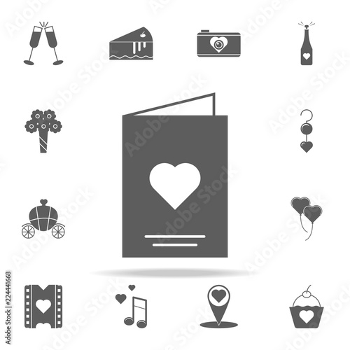 card with heart icon. Romance icons universal set for web and mobile