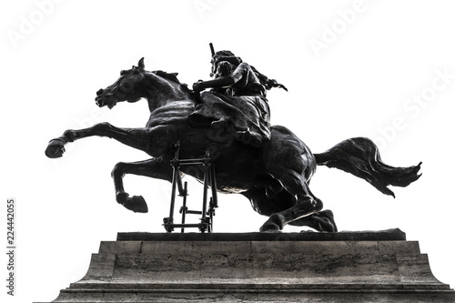 Quadro su tela Monument to Anita Garibaldi isolated on white (Rome, Italy)