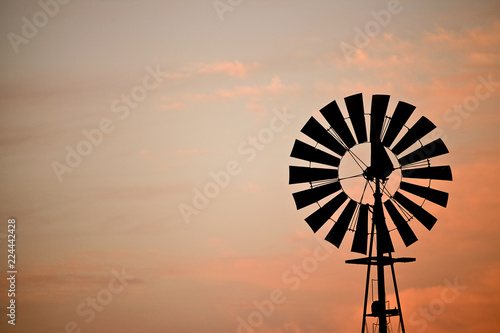 windmill on sunset