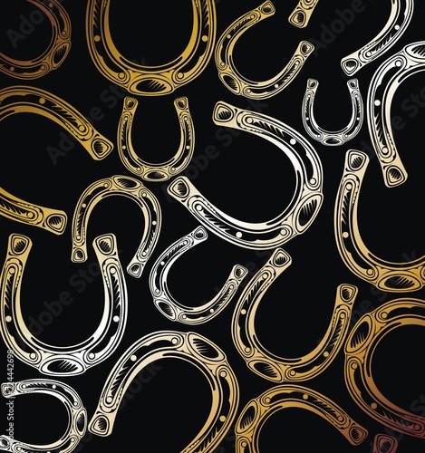 Horseshoes pattern. Vector vintage horseshoe