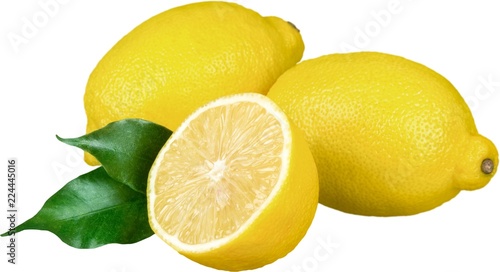 Fresh Lemons withe Leaves - Isolated