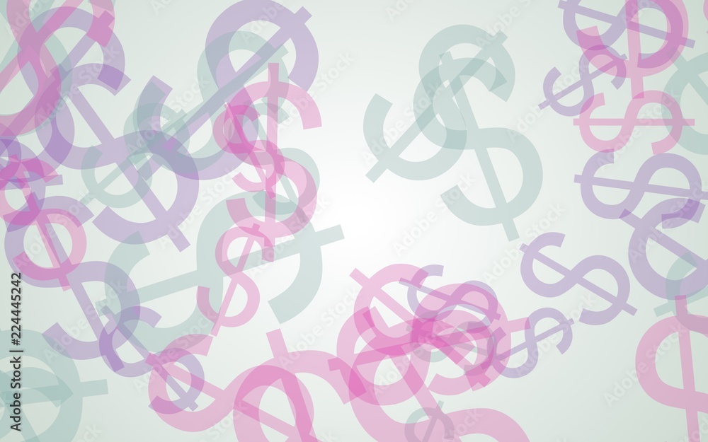 Multicolored translucent dollar signs on white background. Green tones. 3D illustration Multicolored translucent dollar signs on white background. Green tones. 3D illustration