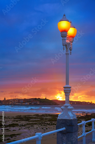 Photography Gijon skyline sunset in San Lorenzo beach Asturias