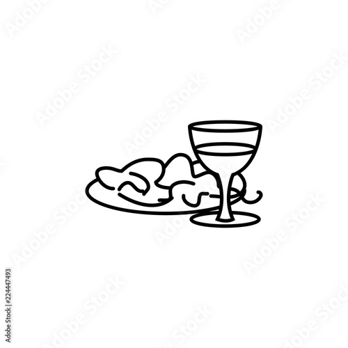 salad with glass of wine icon. Element of fast food for mobile concept and web apps icon. Thin line icon for website design and development, app development