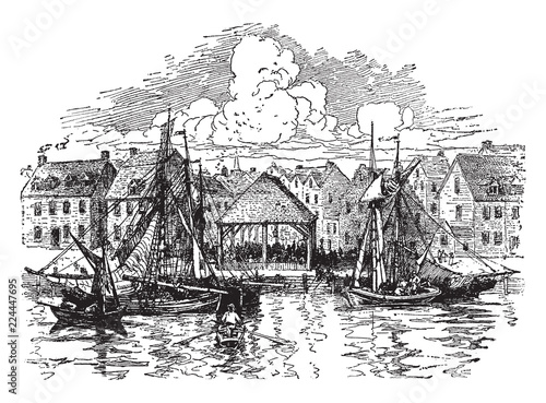 A Colonial Slave Market,vintage illustration