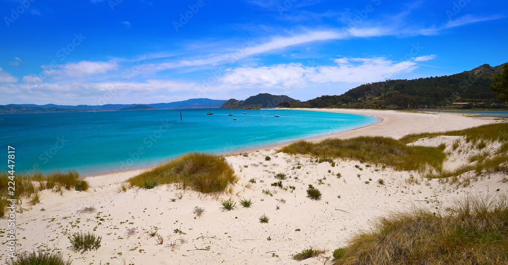 Praia de Rodas beach in islas Cies island Vigo Spain