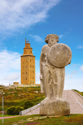 La Coruna Breogan statue at Hercules tower Galicia photo