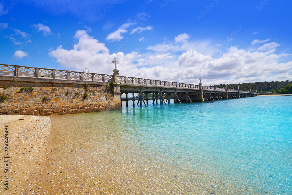 Naklejka premium La Toja Toxa island bridge in Pontevedra of Galicia