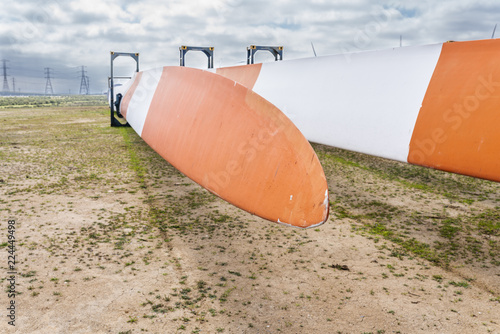 Stored aerodynamics Wind Energy blades for O&M reparing at a Wind Energy Farm in Chile