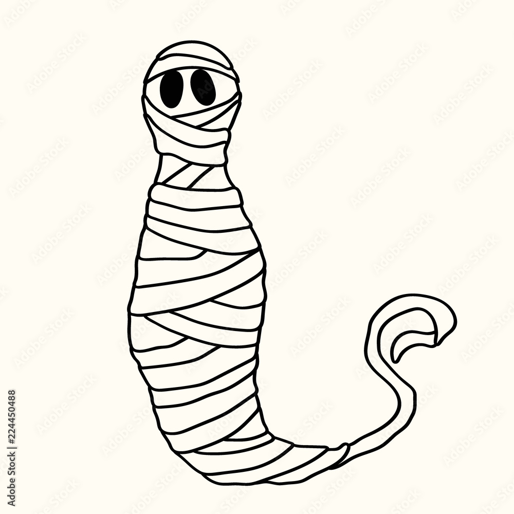 Fototapeta premium Halloween mummy silhouette isolated on white