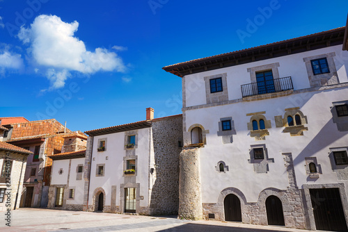 Llanes village facades in Asturias Spain