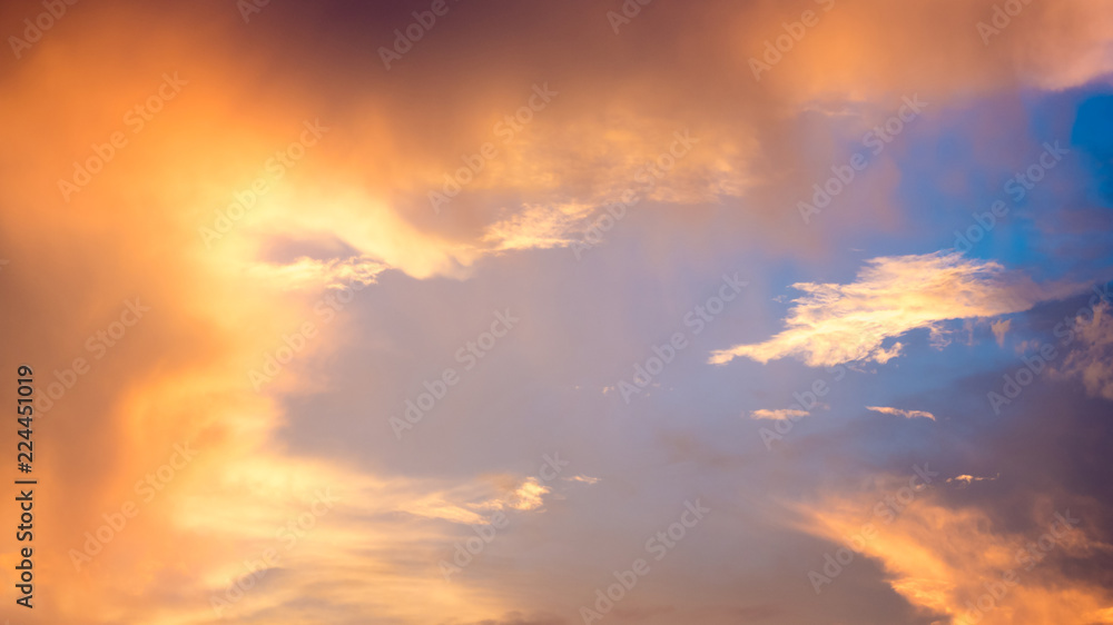 Cloudy sky  Evening sun background